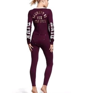 VS PINK XS Maroon BLING Onesie Naughty New Nice